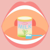 粉ミルクを食べる